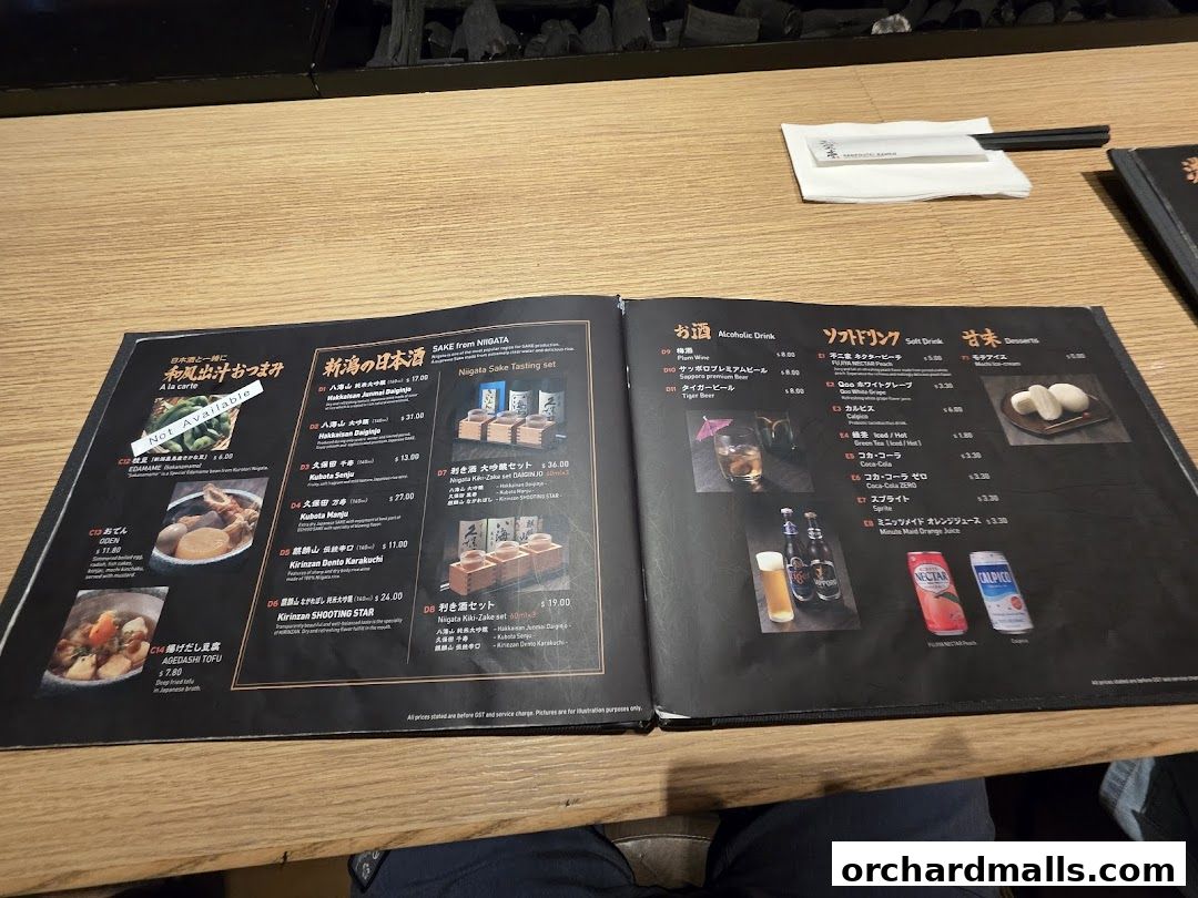 Menu page for Sanpoutei Ramen, Shaw House