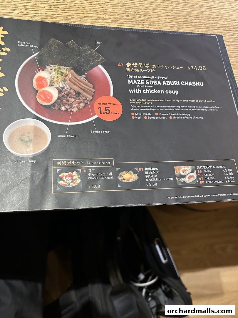 Menu page for Sanpoutei Ramen, Shaw House