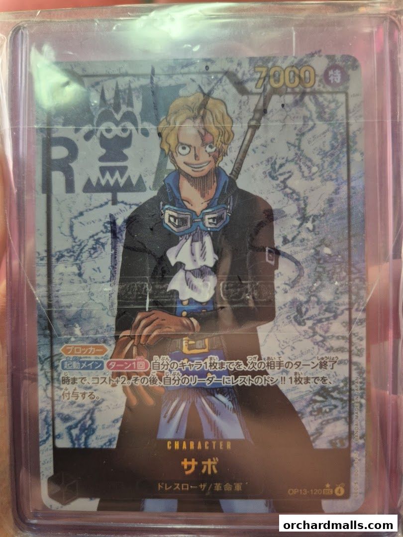 A collectible trading card featuring the character Sabo from One Piece.