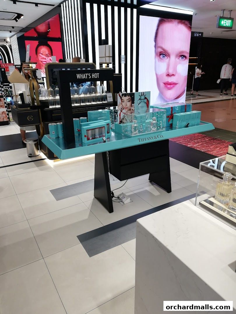 A display of Tiffany & Co. perfumes and beauty products at Sephora.