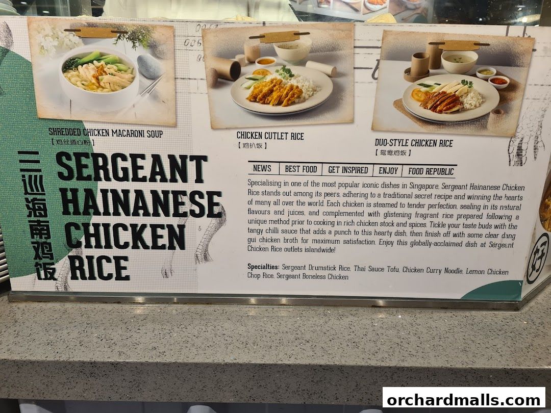 Menu page for Sergeant Hainanese Chicken Rice
