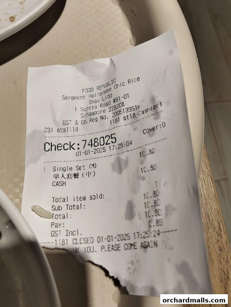 Menu page for Sergeant Hainanese Chicken Rice