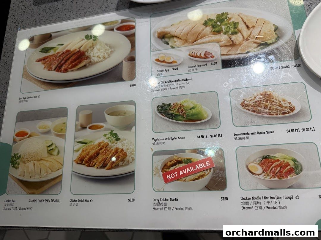 Menu page for Sergeant Hainanese Chicken Rice