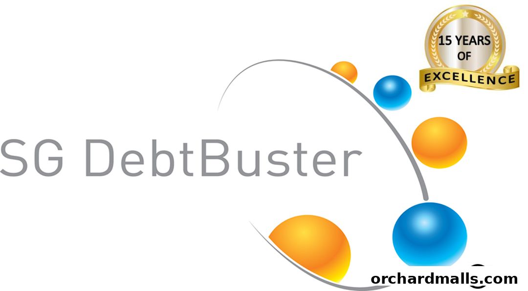 SG Debt Buster logo with a seal of 15 years of excellence.