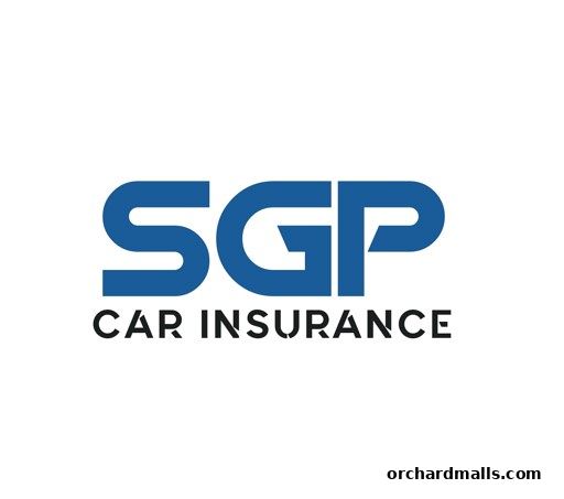 The SGP Car Insurance logo features bold blue lettering with the text 'SGP' above 'CAR INSURANCE'.