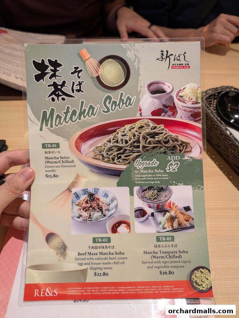 Menu page for Shimbashi Soba, 新橋そば
