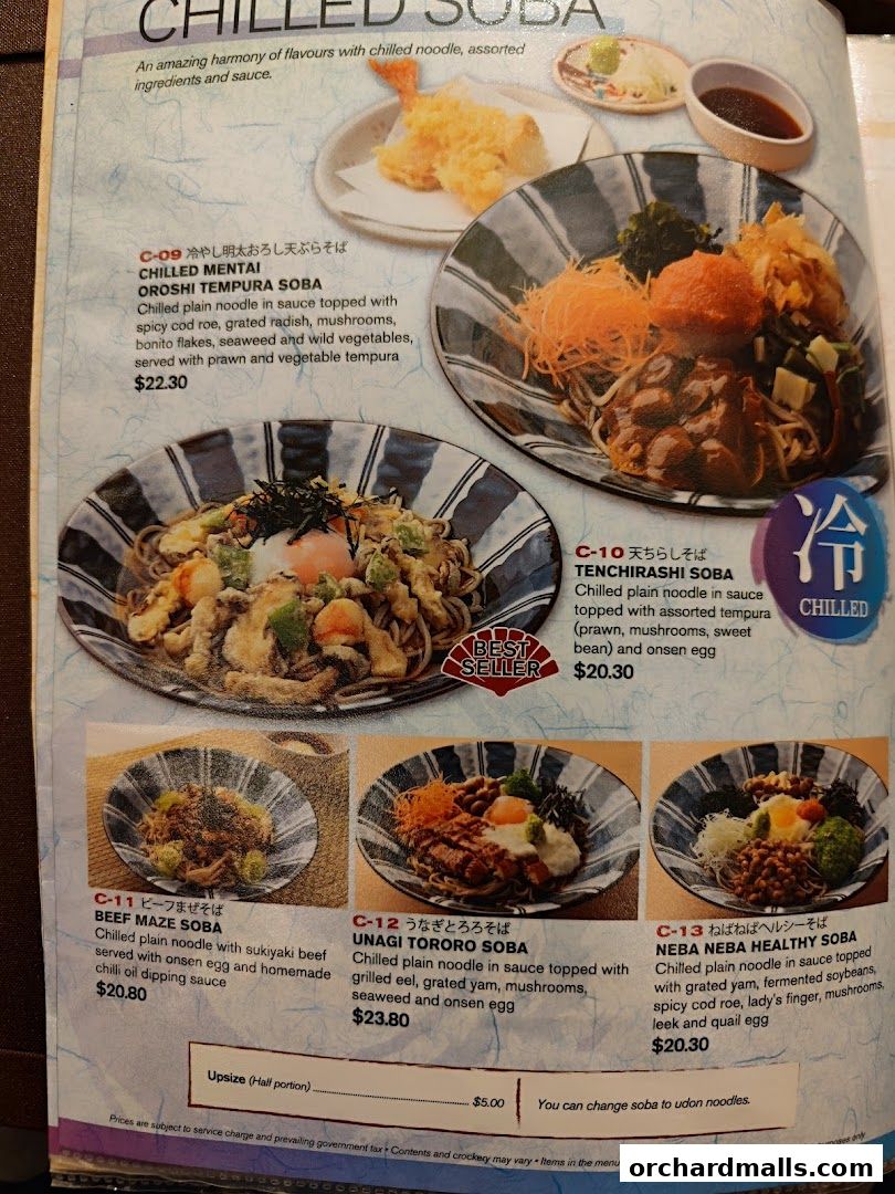 Menu page for Shimbashi Soba, 新橋そば