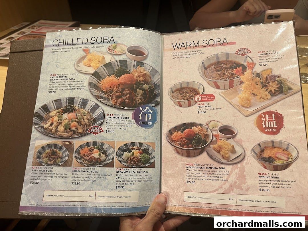 Menu page for Shimbashi Soba, 新橋そば