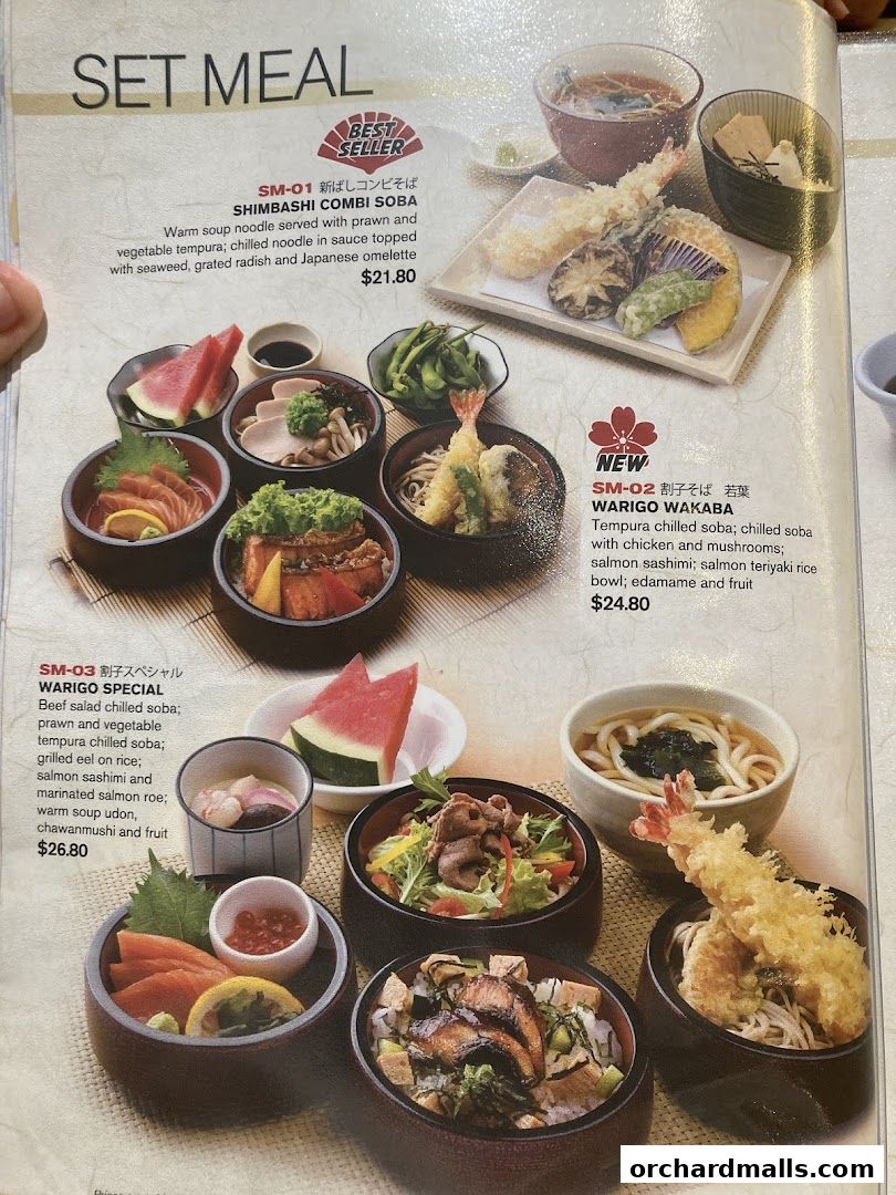 Menu page for Shimbashi Soba, 新橋そば
