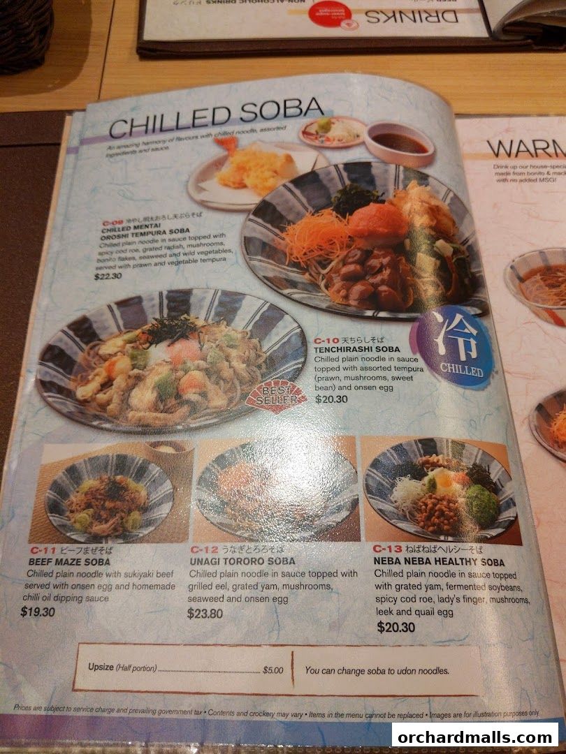 Menu page for Shimbashi Soba, 新橋そば
