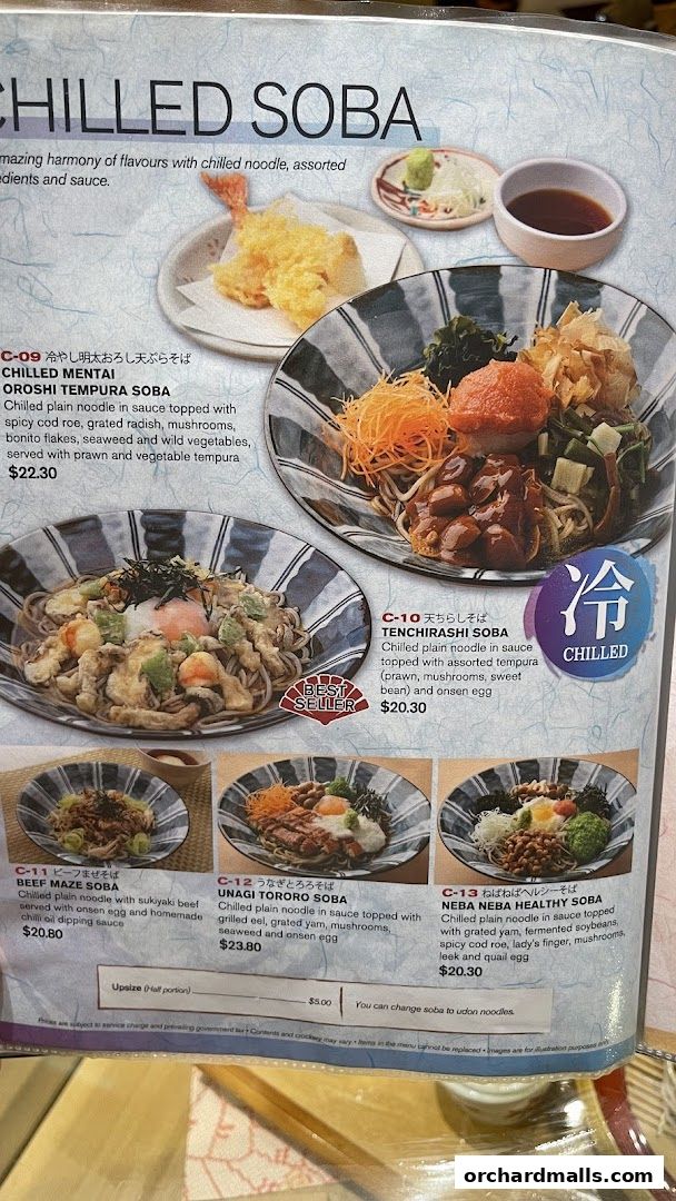 Menu page for Shimbashi Soba, 新橋そば