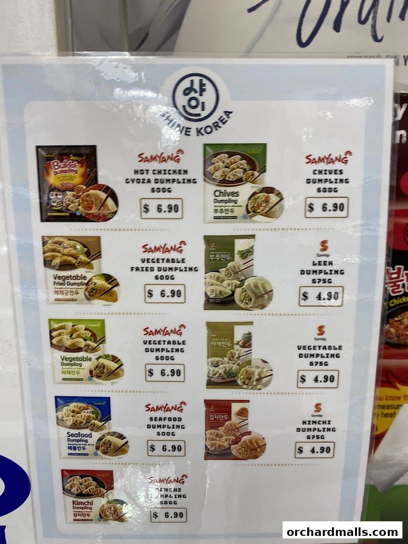 Menu page for Shine Korea Supermarket
