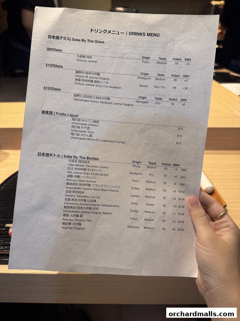 A menu for Sake and Fruits Liquor from Sushi Kyuu By Shunsui.