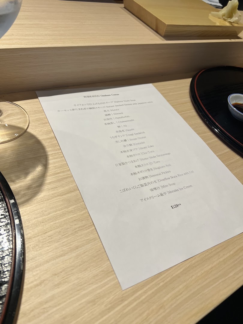 Menu page for 寿司 九  Sushi Kyuu By Shunsui