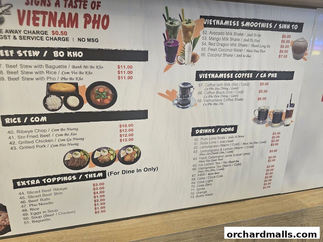 Signs A Taste of Vietnam Pho