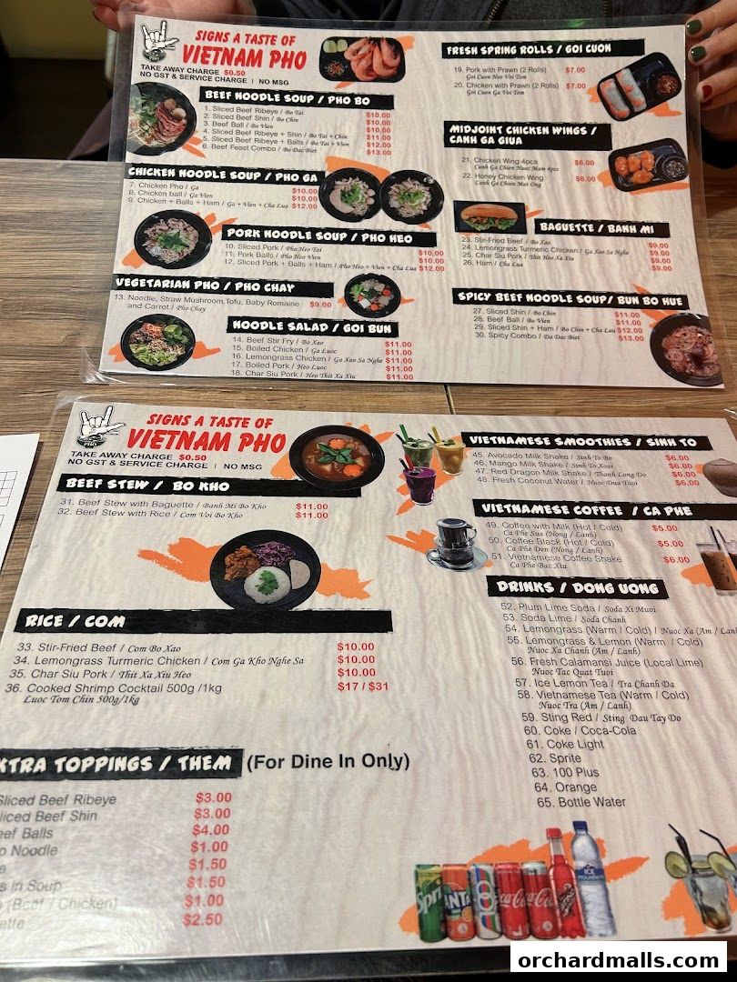 Signs A Taste of Vietnam Pho