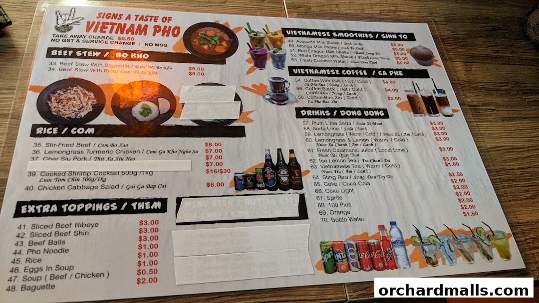 Signs A Taste of Vietnam Pho