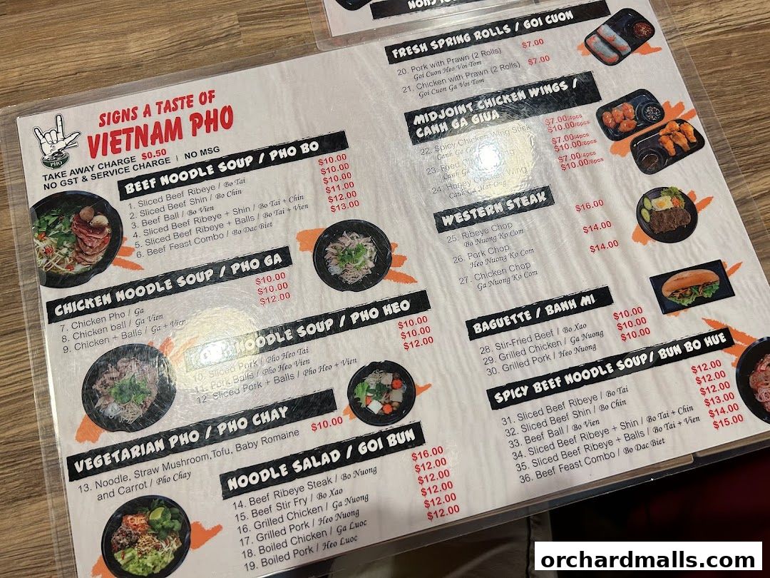 Signs A Taste of Vietnam Pho