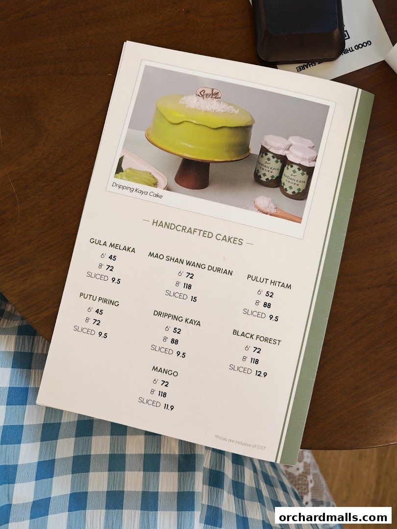 Menu page for Sinpopo Coffee at Scotts