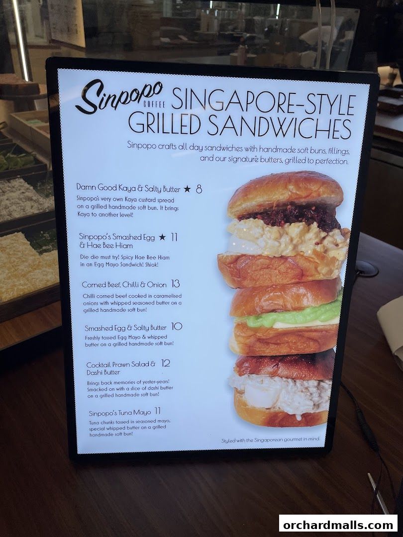 Menu page for Sinpopo Coffee at Scotts