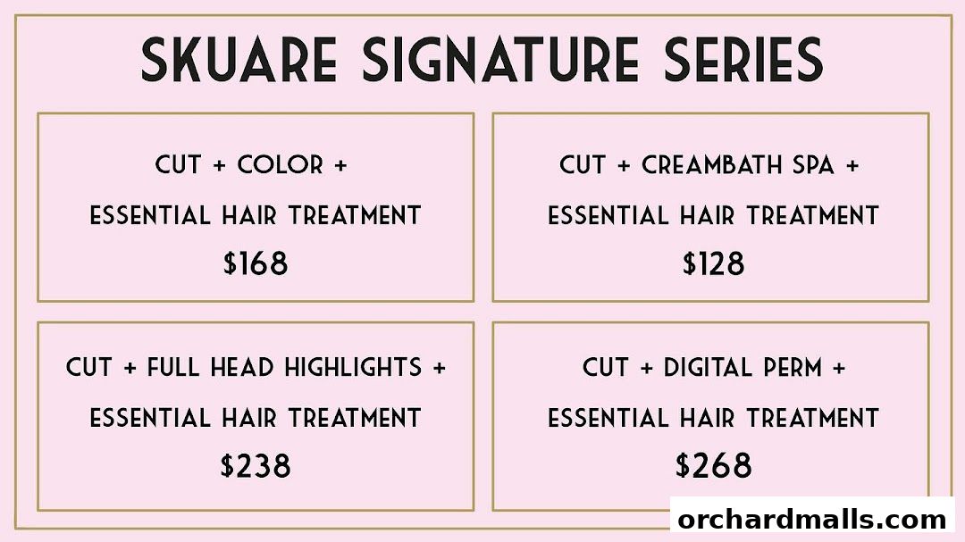 Menu page for Skuare Hair Boutique