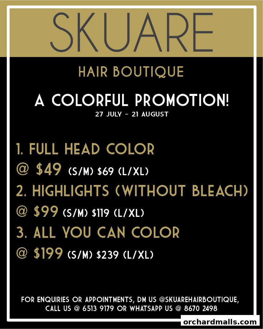 Menu page for Skuare Hair Boutique