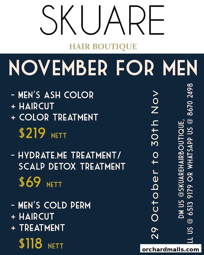 Menu page for Skuare Hair Boutique