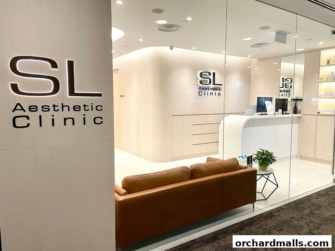 Entrance of SL Aesthetic Clinic with a modern reception and seating area.