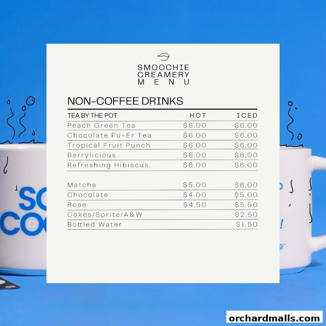 Menu page for Smoochie Creamery