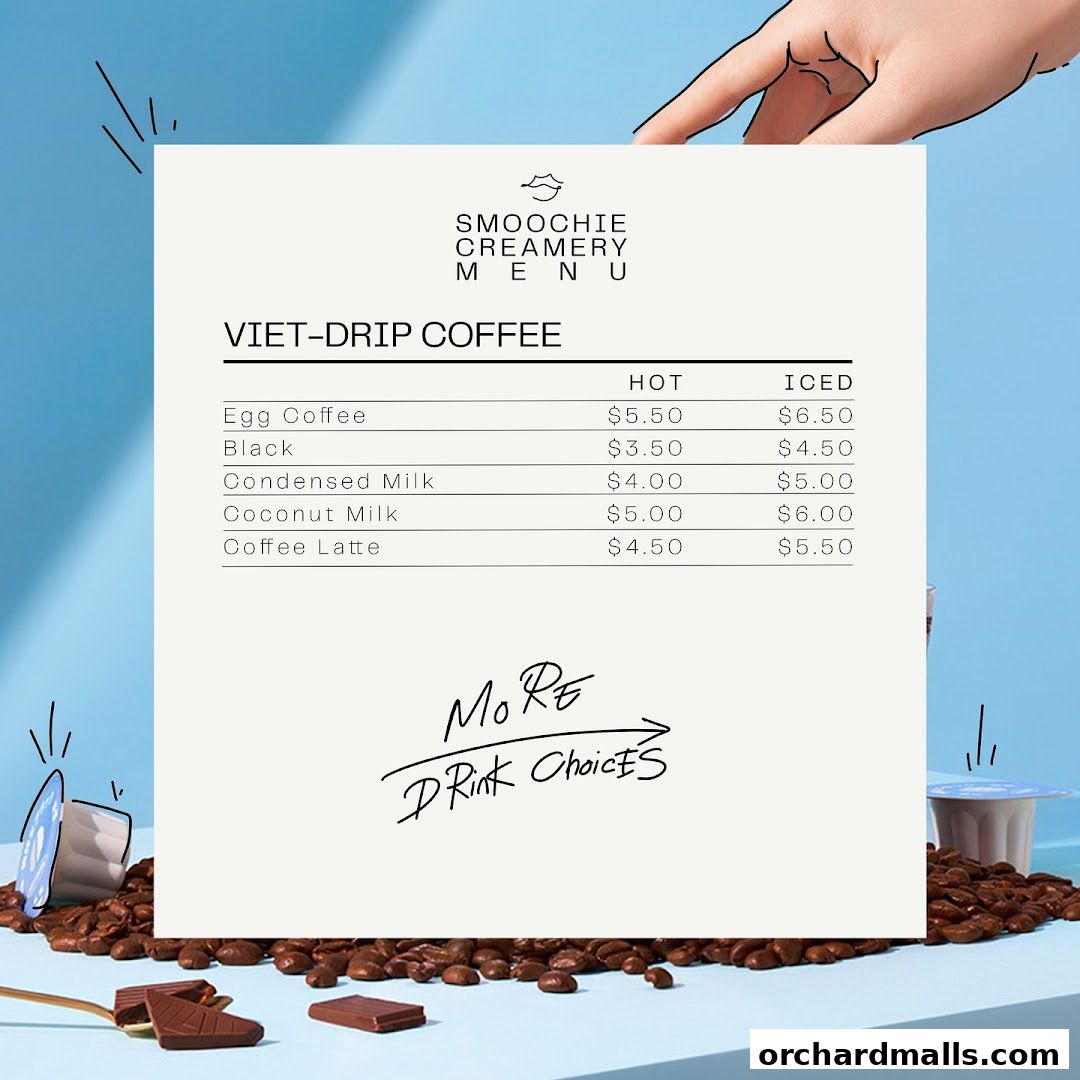 Menu page for Smoochie Creamery