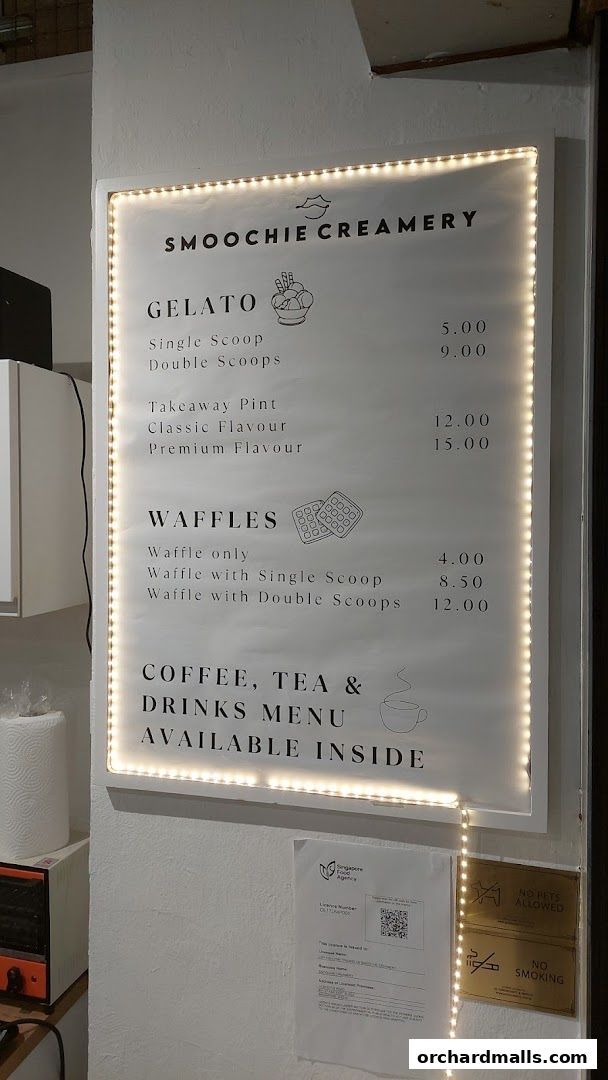 Menu page for Smoochie Creamery