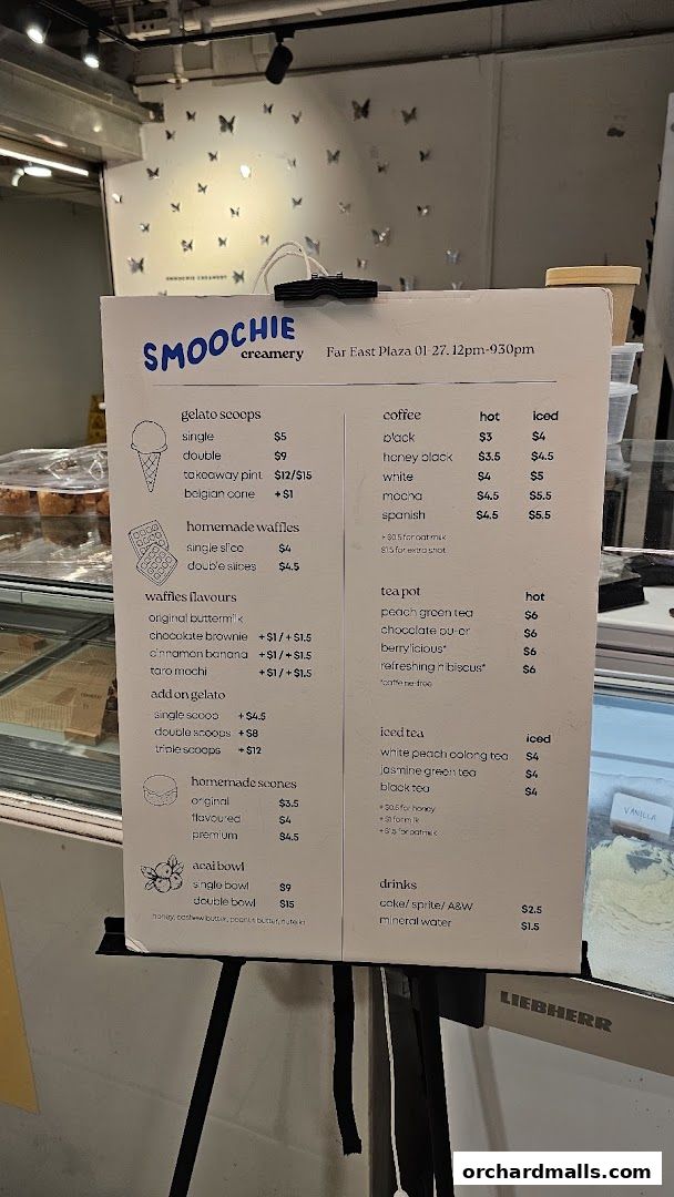 Menu page for Smoochie Creamery