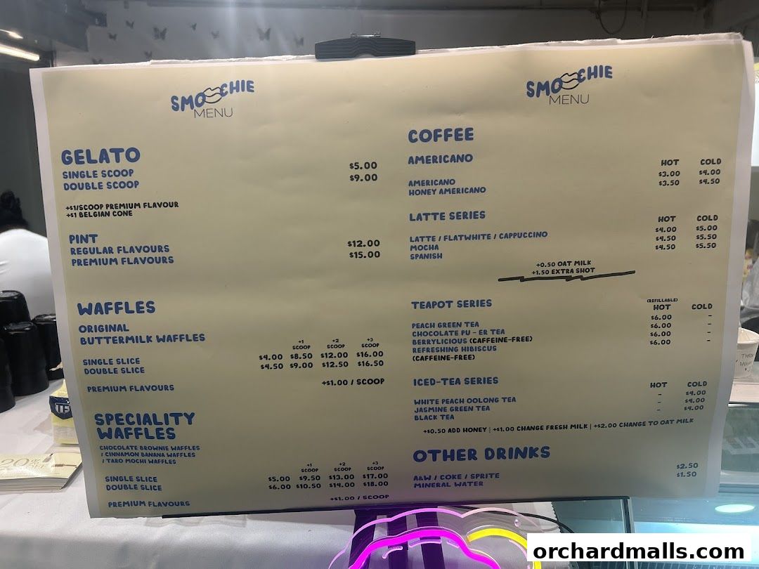 Menu page for Smoochie Creamery