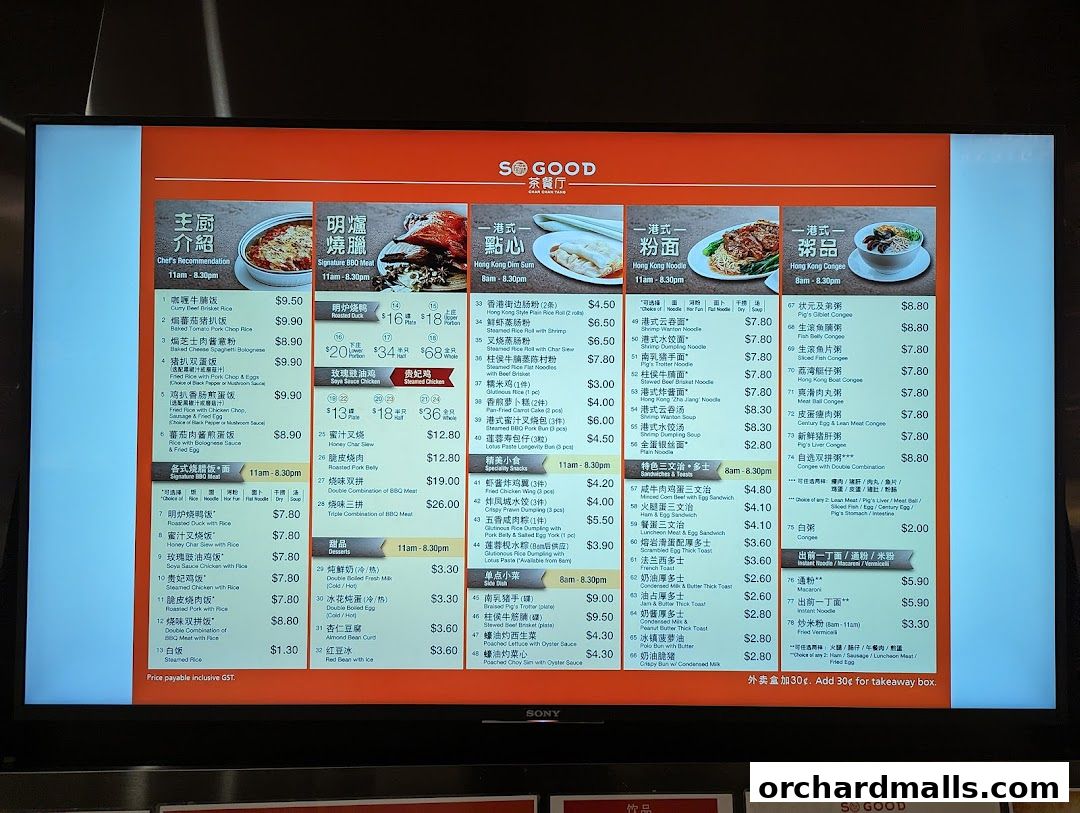 Menu page for So Good Char Chan Tang