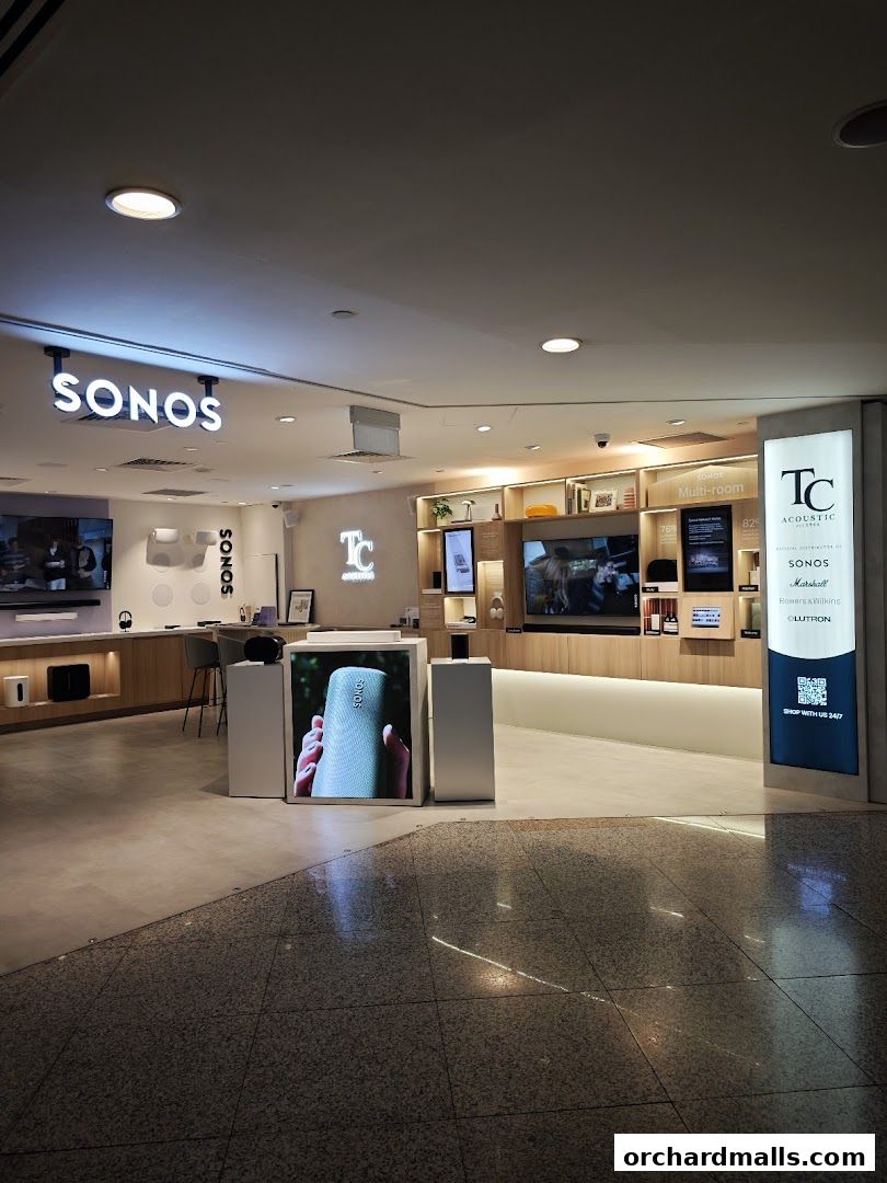 Interior of a Sonos store showcasing audio products and displays.