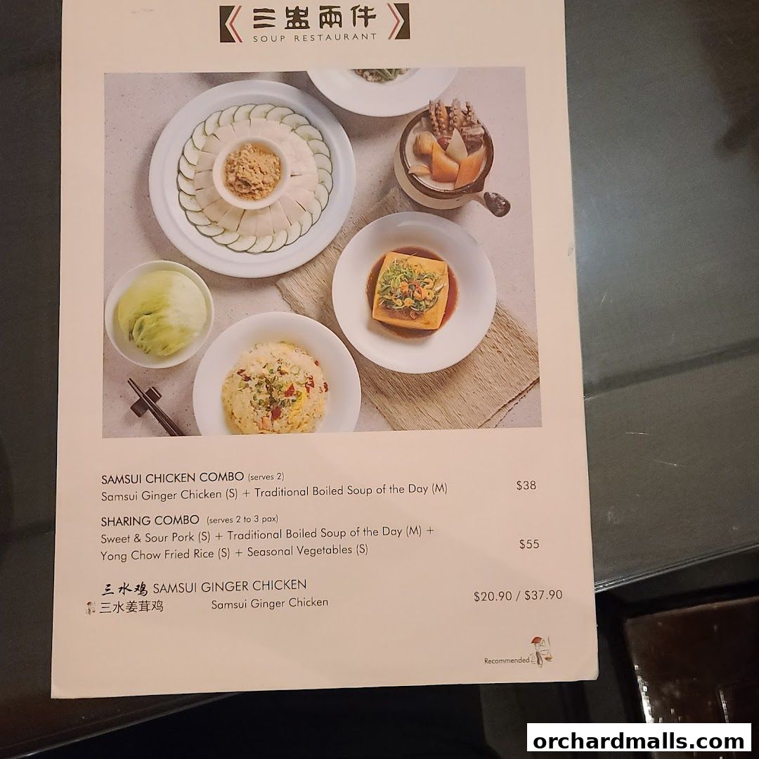 Menu page for Soup Restaurant  Paragon