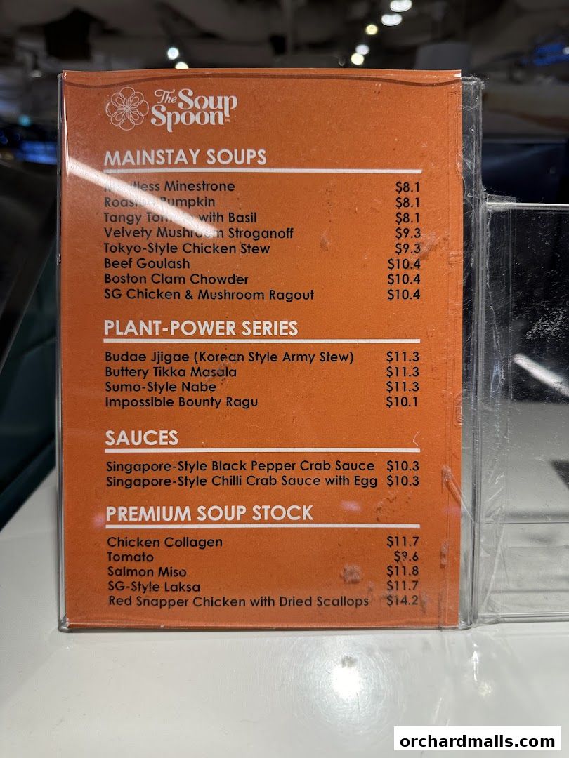 Menu page for Soup Restaurant  Paragon