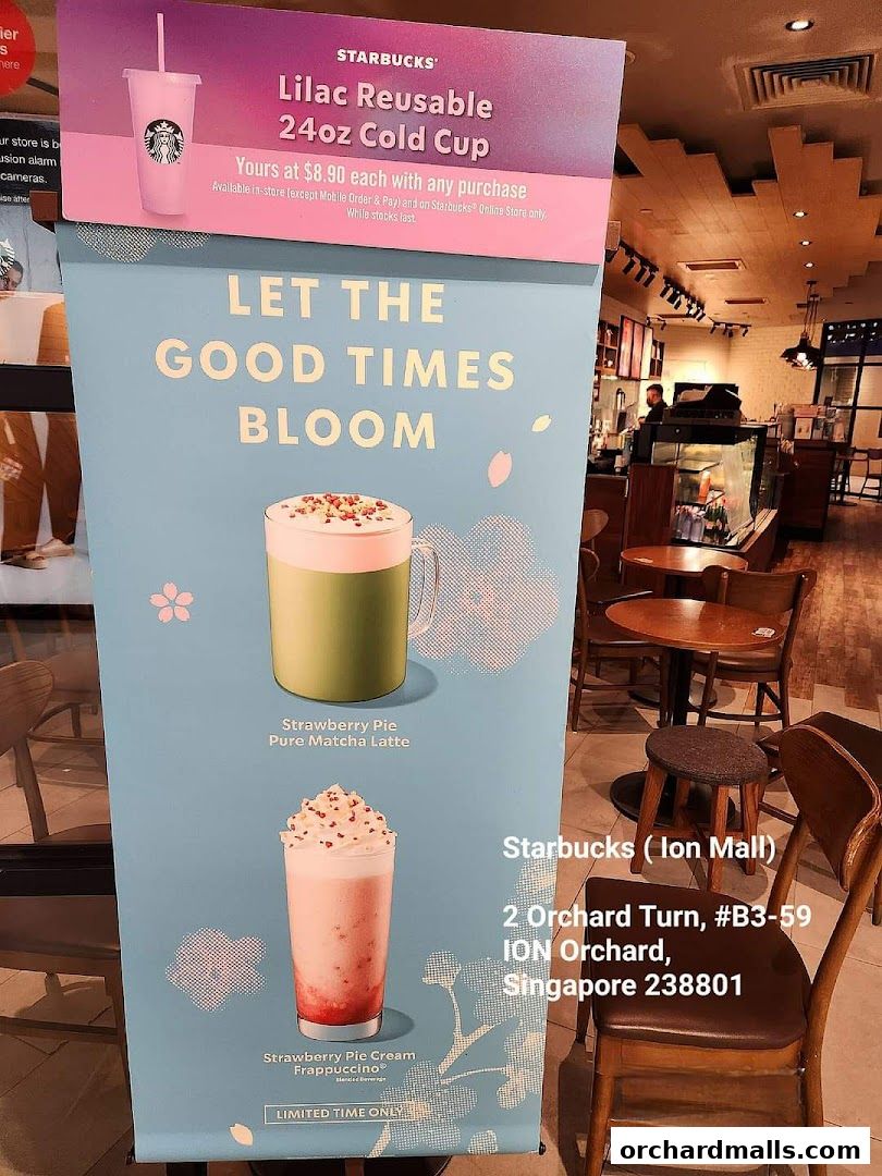 Starbucks promotion for Lilac Reusable Cold Cup and seasonal drinks.
