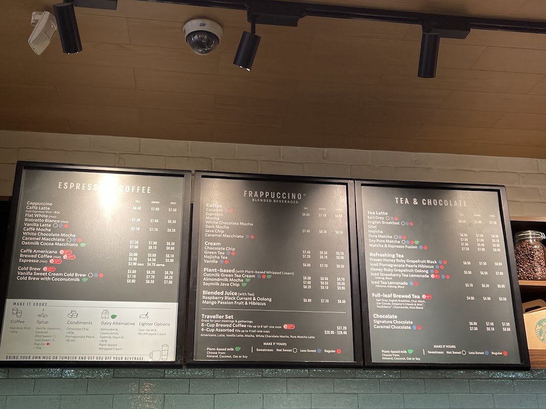 Menu page for Starbucks ION Orchard