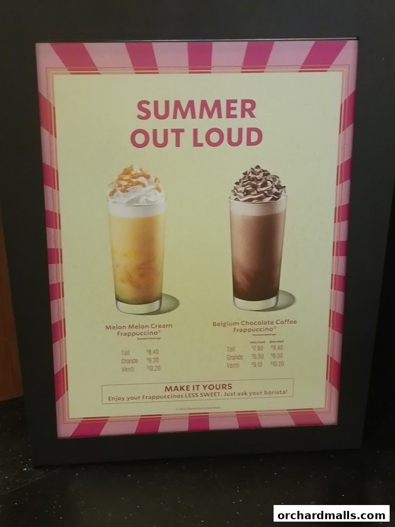 Menu page for Starbucks Orchard Gateway