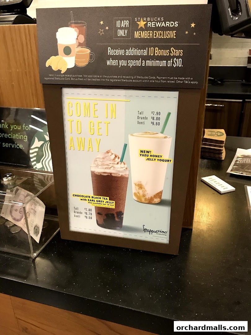 Menu page for Starbucks Orchard Gateway
