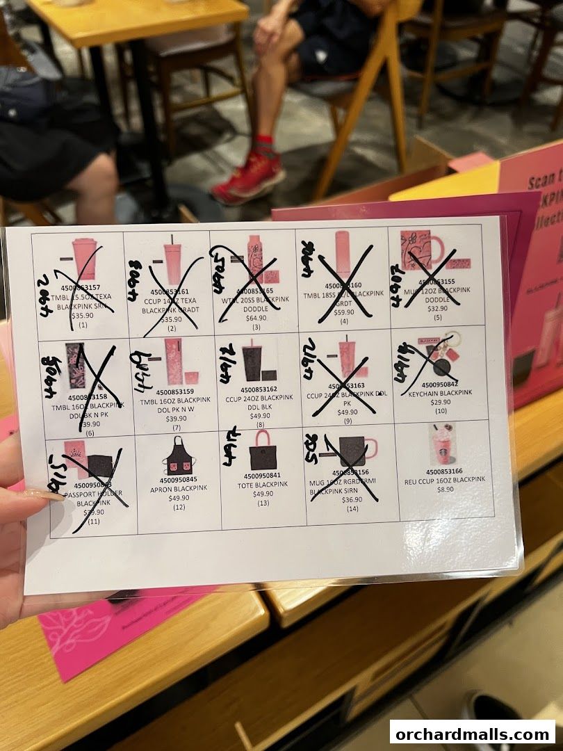 Menu page for Starbucks Paragon