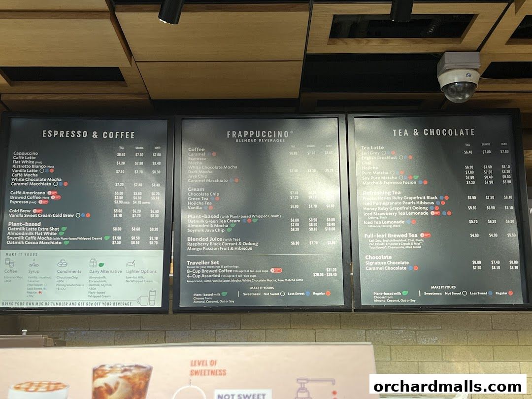 Menu page for Starbucks Paragon