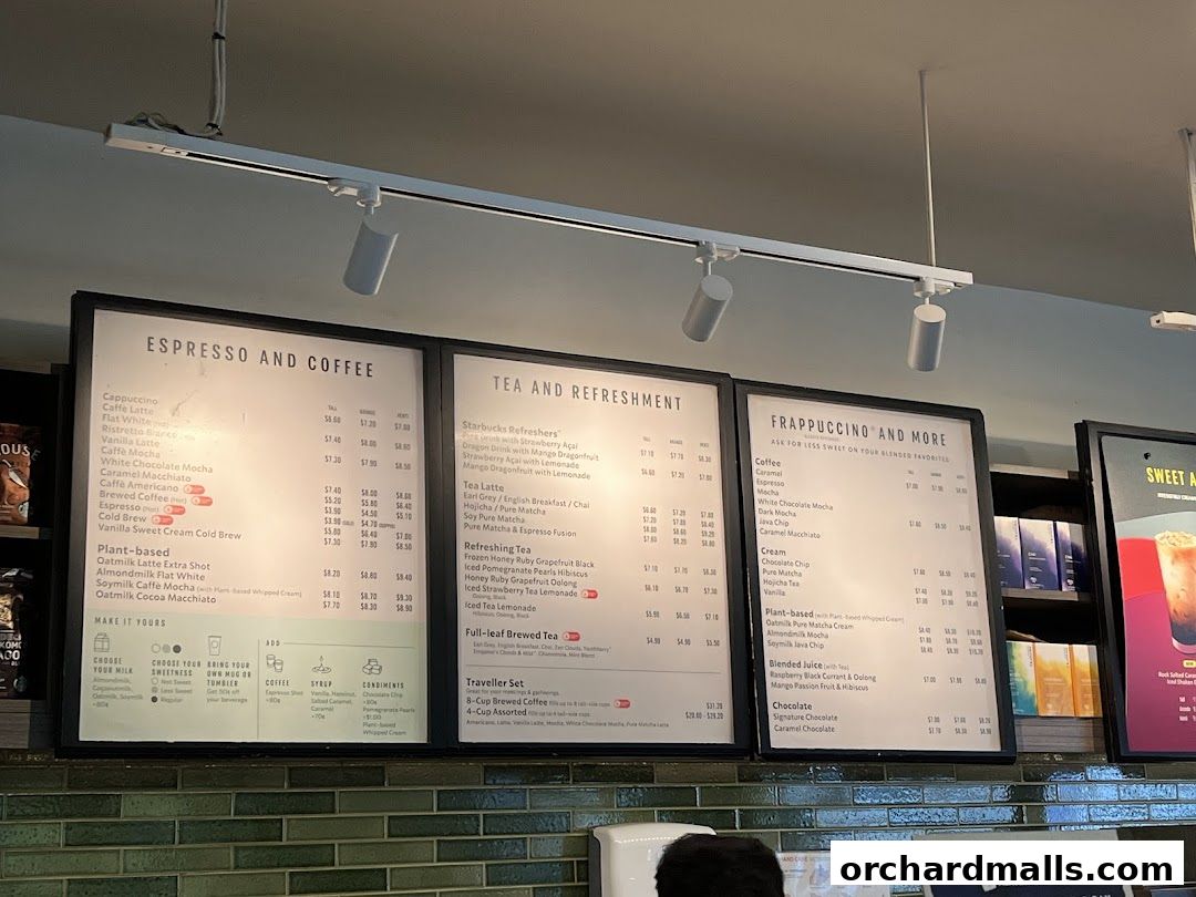 Menu page for Starbucks Paragon