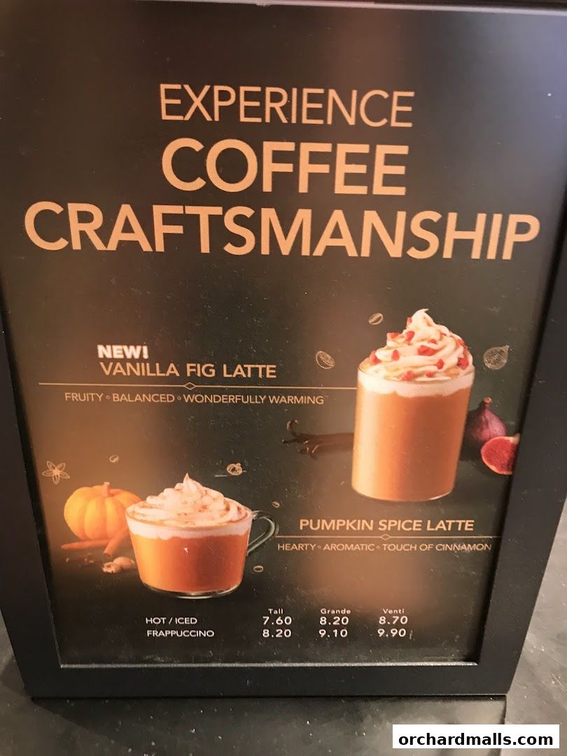Menu page for Starbucks Paragon