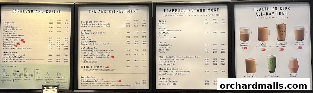 Menu page for Starbucks The Cathay