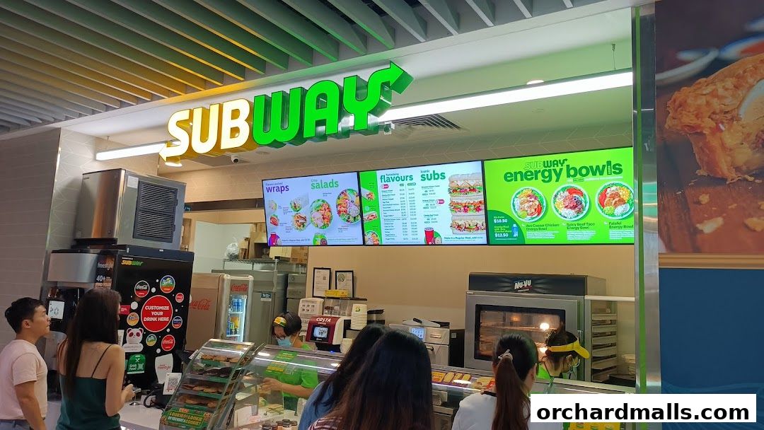 Menu page for Subway