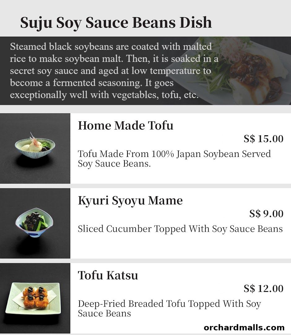 Menu page for Suju Masayuki Mandarin Gallery