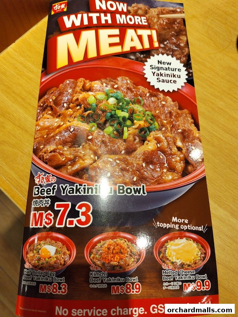 Menu page for Sukiya Gyudon  Curry 313somerset