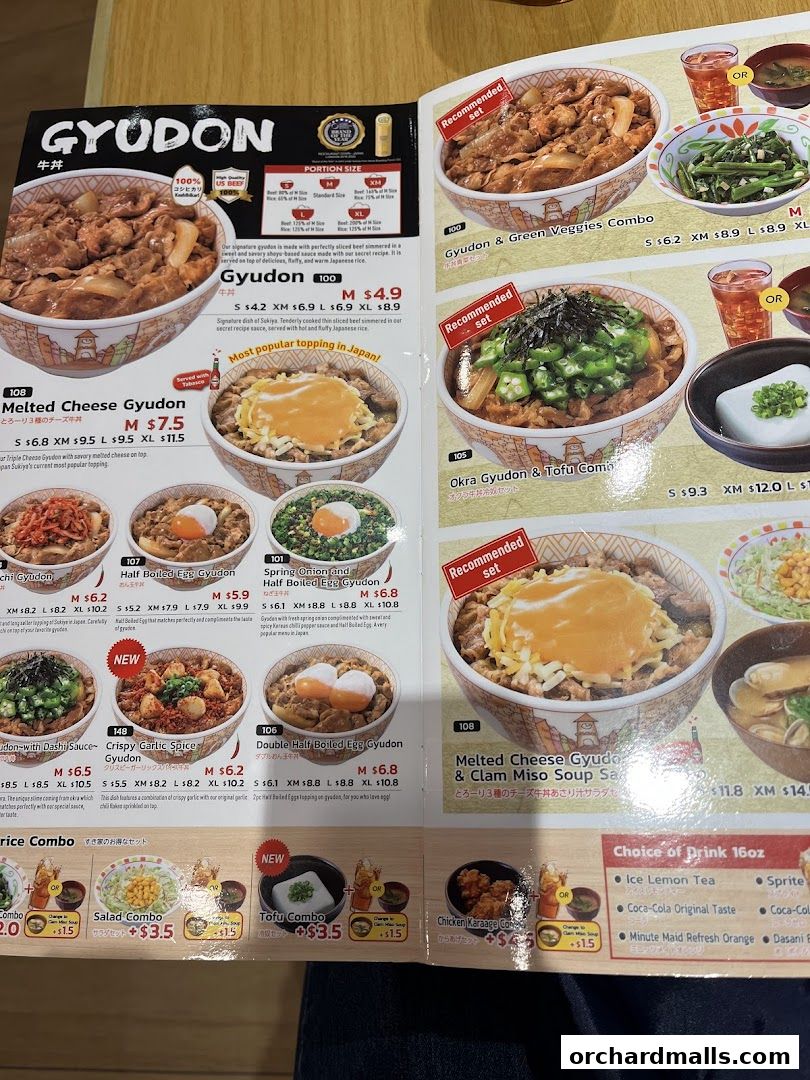 Menu page for Sukiya Gyudon  Curry 313somerset